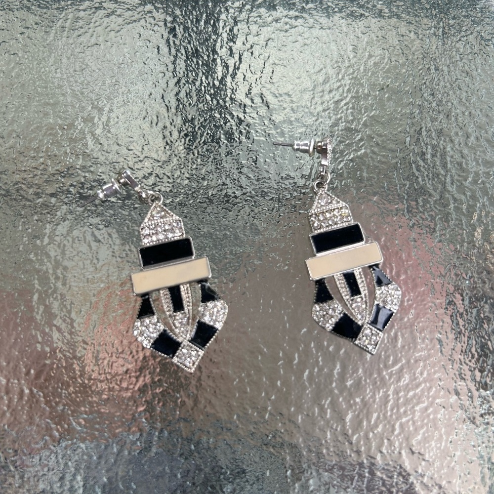 Elegant Black and Silver Dangle Earrings